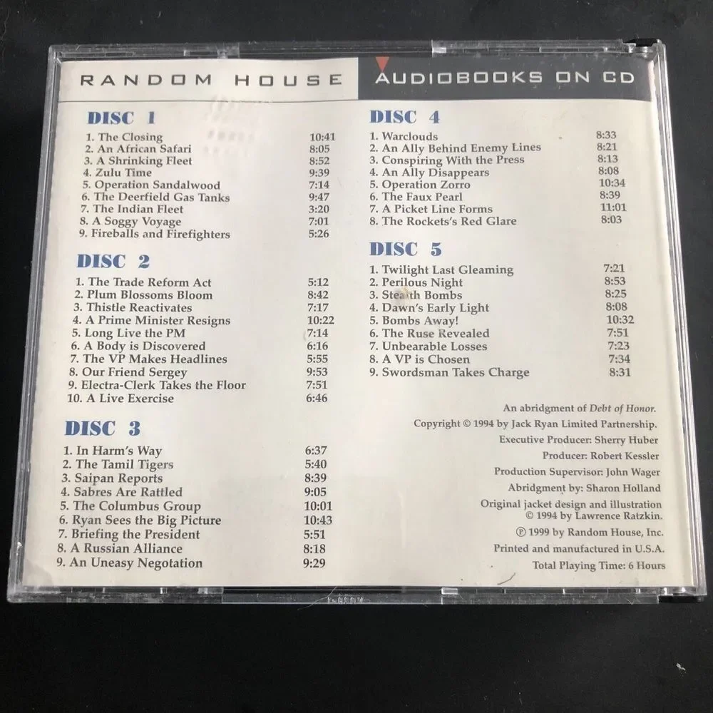 Tom Clancy, Debt of Honor, A Jack Ryan Novel, AUDIO BOOK, 5 CDs